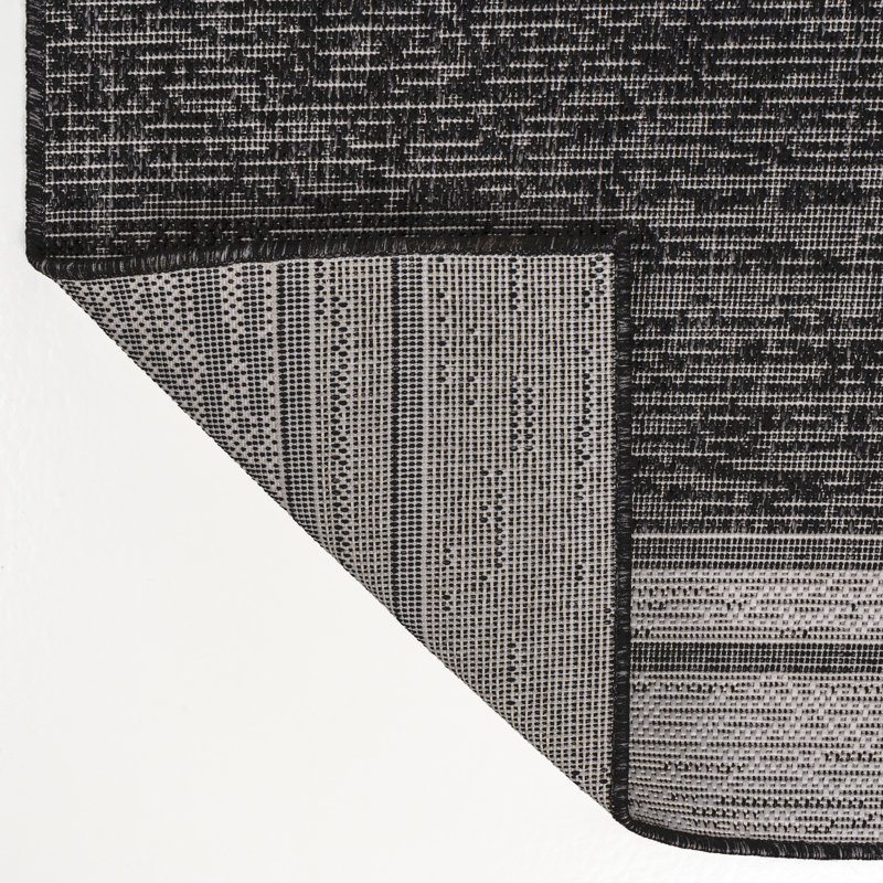 Tapis intérieur / extérieur noir / crème Alda, Rectangle 4pi x 6 pi
