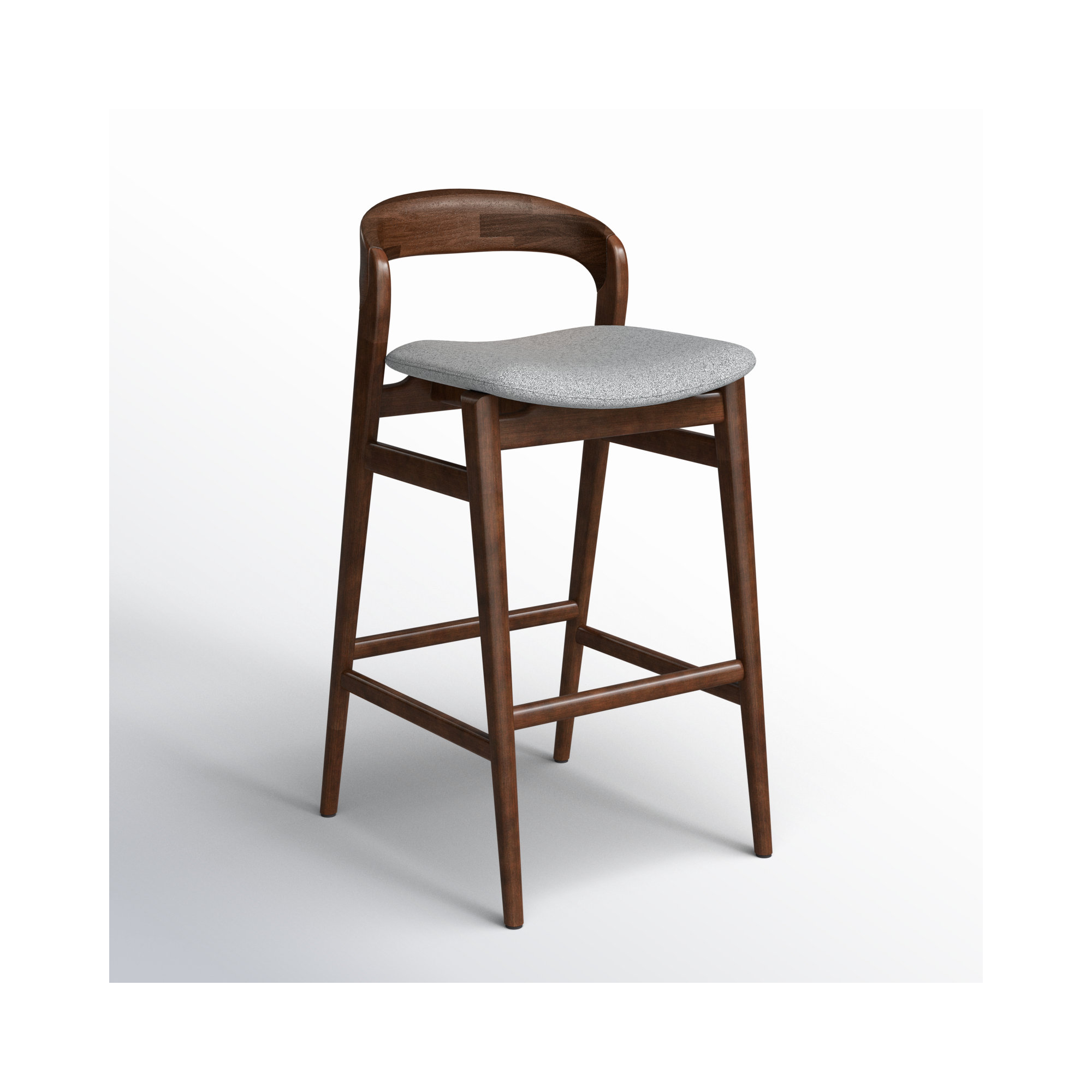 Anela Solid Wood Bar & Counter Stool, Essence Gray/Ebano Frame, Bar Stool (29.25” Seat Height)