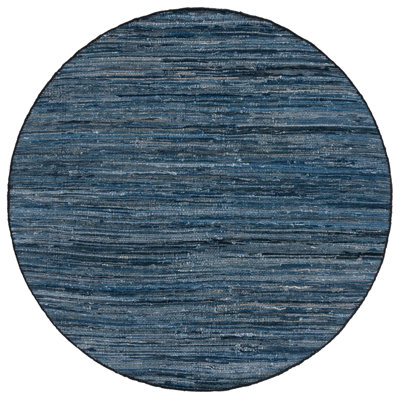 Abiram Hand Woven Denim/Cotton Rug in Blue/Black