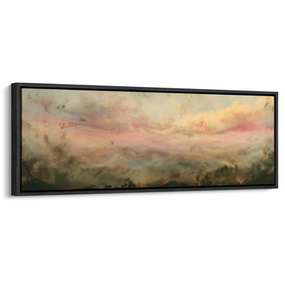 Reproduction d'art de rosé doux et de nuages dorés pour le salon ou l'entrée