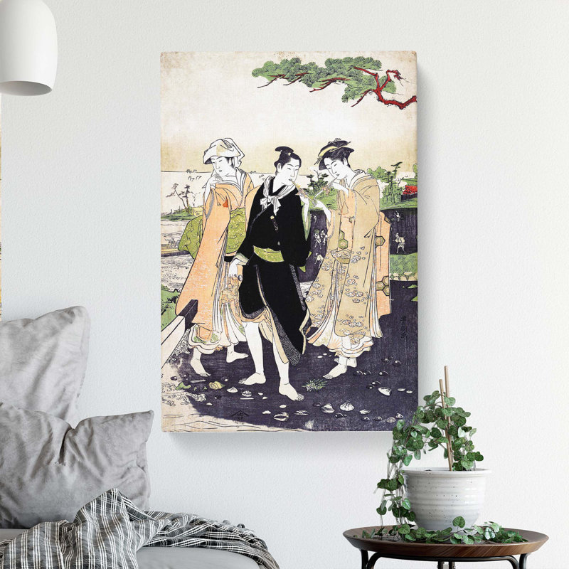 Upon Shinagawa Beach by Utagawa Toyokuni - Wrapped Canvas, 50cm H x 35cm W x 3cm D