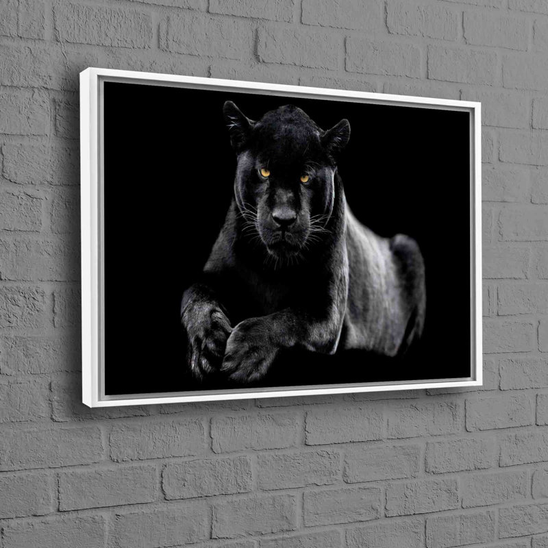 Large Framed Wall Art Featuring Panther On Canvas Perfect for Stylish Christmas Decor Gift and Trendy Wall Decor, White