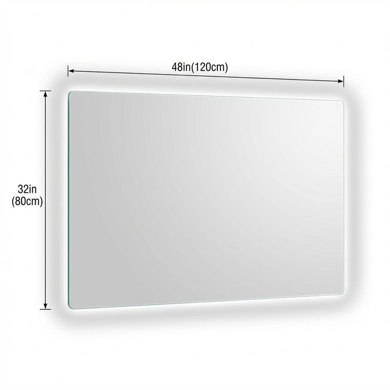 48" x 32" Frameless Sensing LED Bathroom Mirror, Smart Gesture Control, 3-Color Dimmable Lighting, Auto Defogger, Explosion-Proof Glass, IP-Rated Waterproof