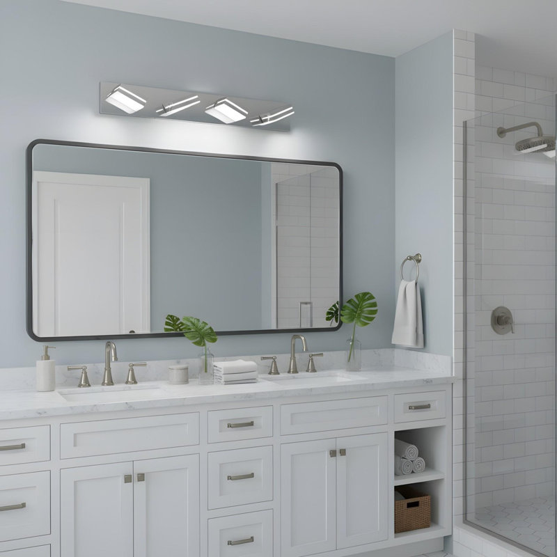 Éclairage de meuble-lavabo moderne en alliage de chrome à DEL, lampe murale pour salle de bain à 4 lumières, conception minimaliste, économie d'énergie, installation facile