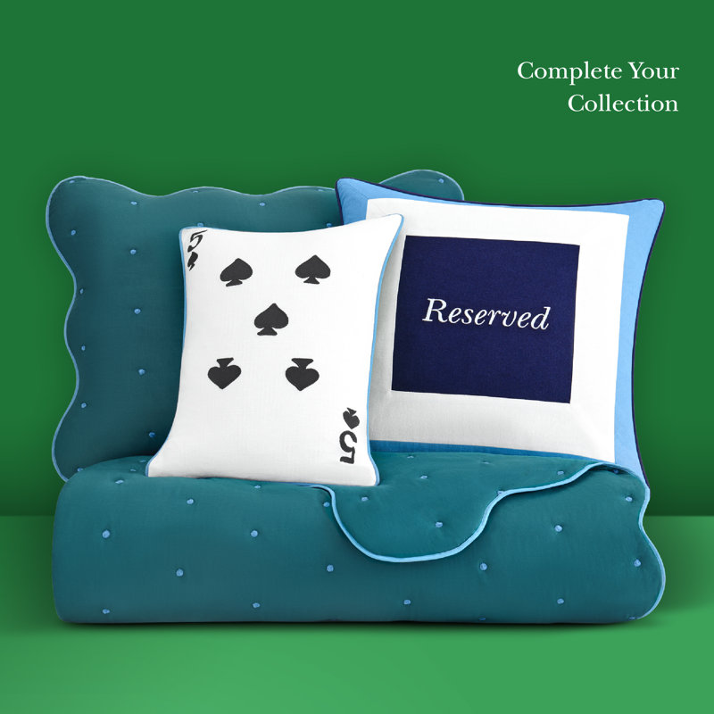 kate spade new york Scalloped Edge Full/Queen Quilt Bedding Set, All Season 3-Piece Set, Navy, Blue