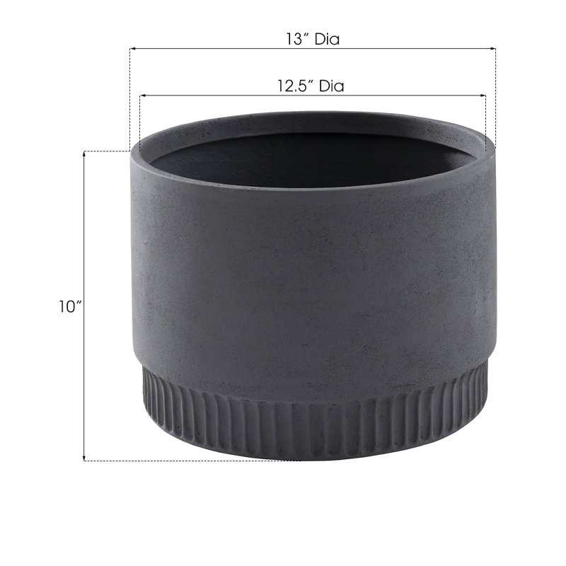 Harvest Medium Resin Pot Planter, Dark Gray, 10" H x 13" W x 13" D