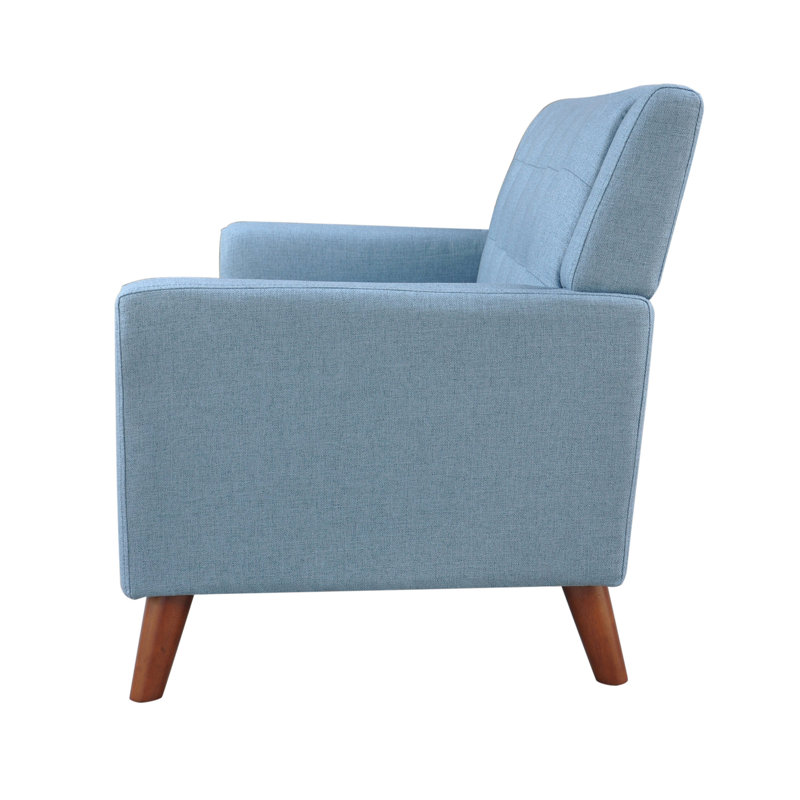 Evelyn Blue and Walnut Mid-Century Modern Arm Chair and Loveseat Set