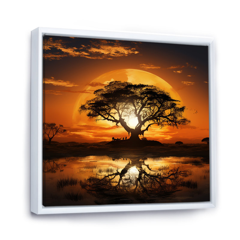 Arbre africain harmonieux 2 - art mural arbre, Blanc, H 36 po x l 36 po
