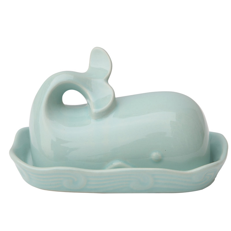 Birch Lane™ Leonida Ceramic Butter Dish, Light Blue