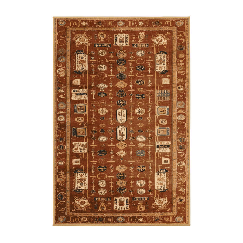 Tapis brun français lavable à la machine, Rectangle 4 pi x 6 pi