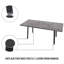 Table de salle à manger rectangulaire moderne, extensible, de couleur grise, pieds en métal noir, style industriel médiéval pour les repas familiaux extensibles de la vie quotidienne