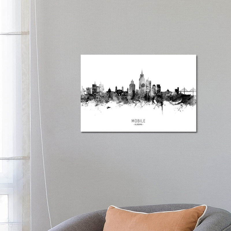 Mobile Alabama Skyline Name by Michael Tompsett - Wrapped Canvas Print, 66.04 cm H x 45.72 cm W x 3.175 cm D