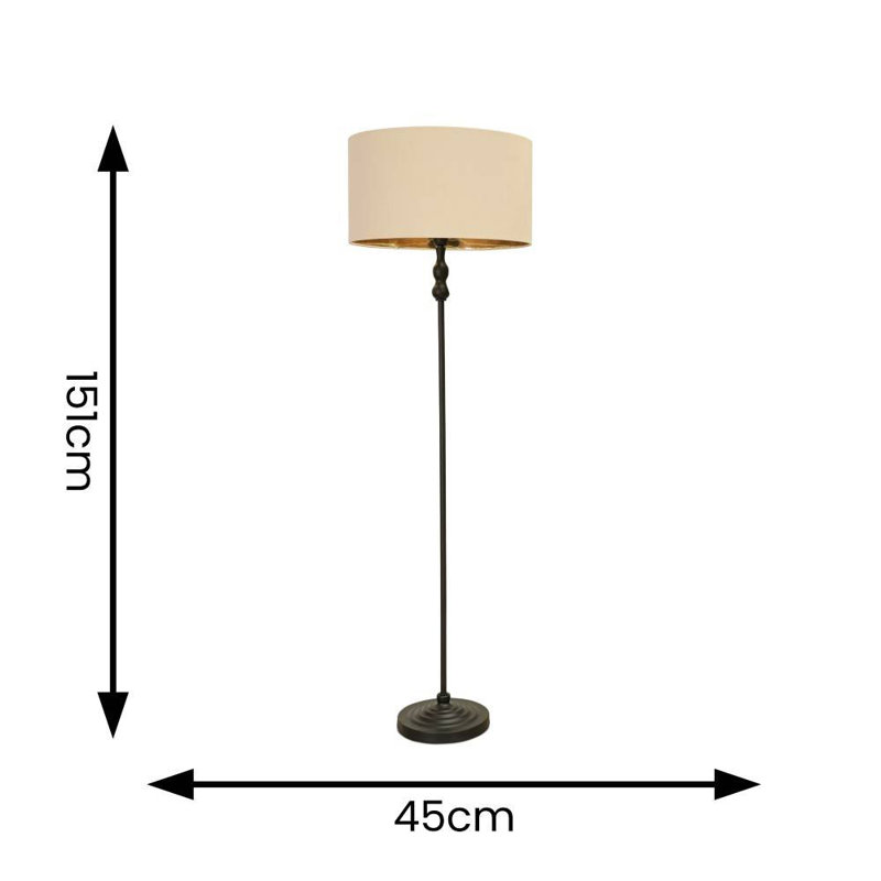 Reselva 151cm Traditional Floor Lamp, Beige, Black