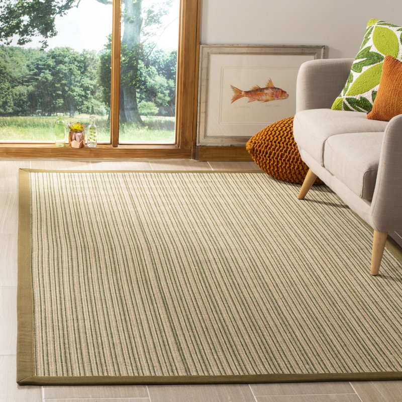 Tapis rayé en fibre de sisal Nonatum, Rectangle de 5 pi x 8 pi