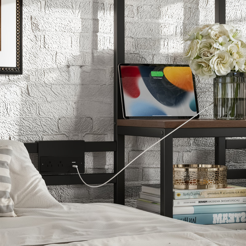 Lits gain d'espace avec rangement, lits superposés modernes en métal et MDF pour la maison familiale, Black