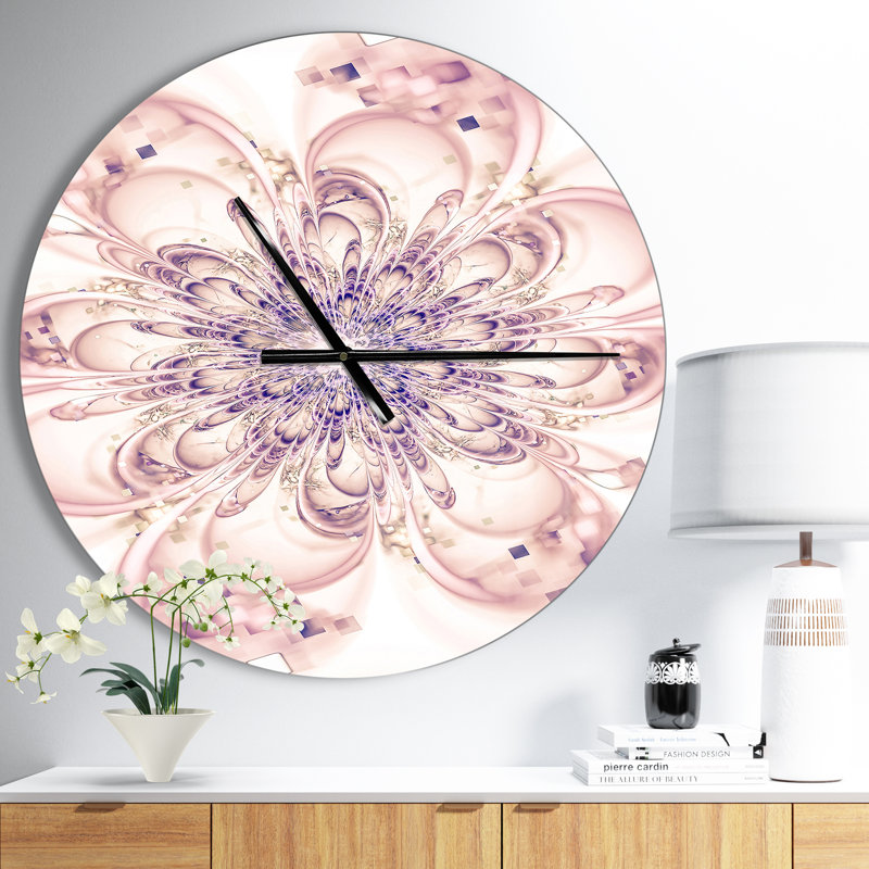 Horloge murale moderne pleine floraison rose, Moyen