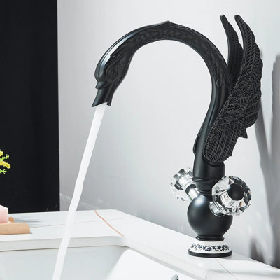 Matte Black Waterfall Swan Bathroom Sink Faucet Single Handle Vanity Basin Mixer Tap