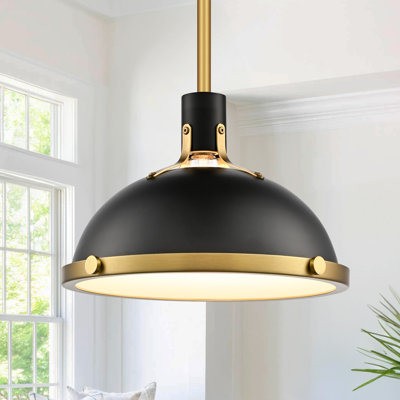 Luminaire suspendu pour îlot de cuisine à dôme simple 1 lumière 12,6 po avec diffuseur en verre Lysander