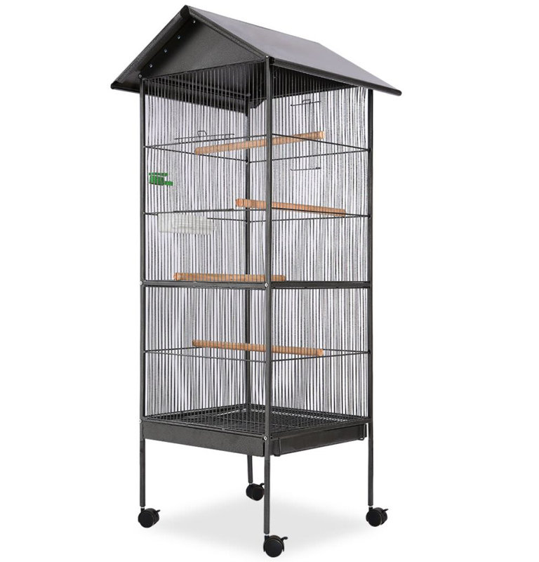 Braedon 155cm Steel Pointed Top Floor Bird Cage with Wheels, Black