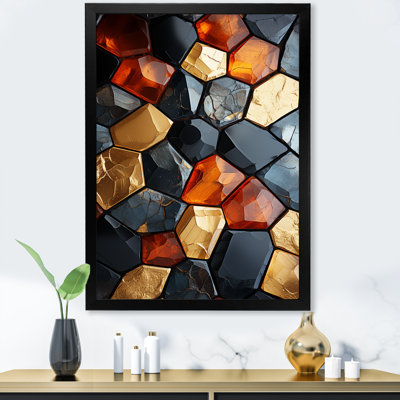 Carreaux de mosaïque dorée cubique II - art mural abstrait
