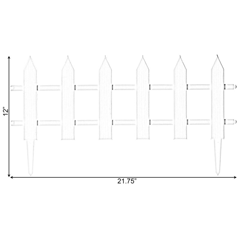 White Vinyl Garden Picket Fence Panel, 12 x 21.75 Inches