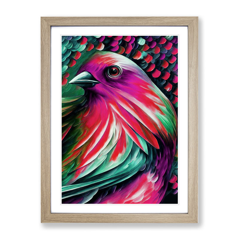 View Of A Bird No.5 - Wall Art, 36cm H x 27cm W, Oak Framed, White