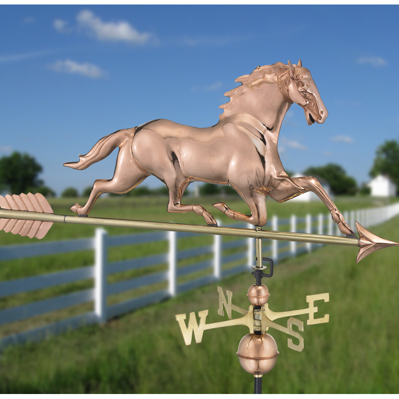 36'' H Metal Animals Weathervane, Polished Copper