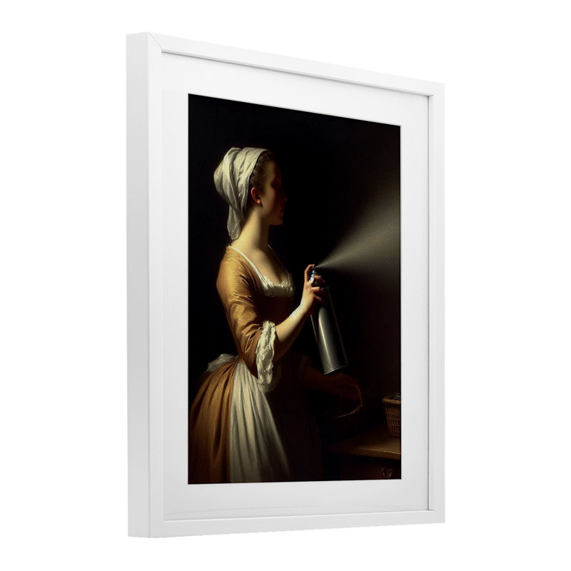 «Funny Vintage Lady», reproduction d'art encadrée sous verre, lettrée et doublée, H 16 po x l 13 po, Cadre blanc côtier