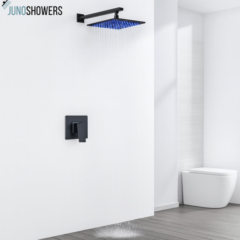 Tour de douche autoportante de luxe avec finition en acier inoxydable, tête de pluie et options de jet