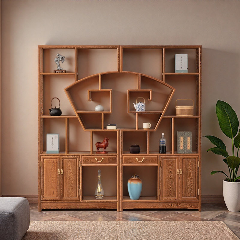 Nouvelle bibliothèque de style minimaliste classique chinois, Brun