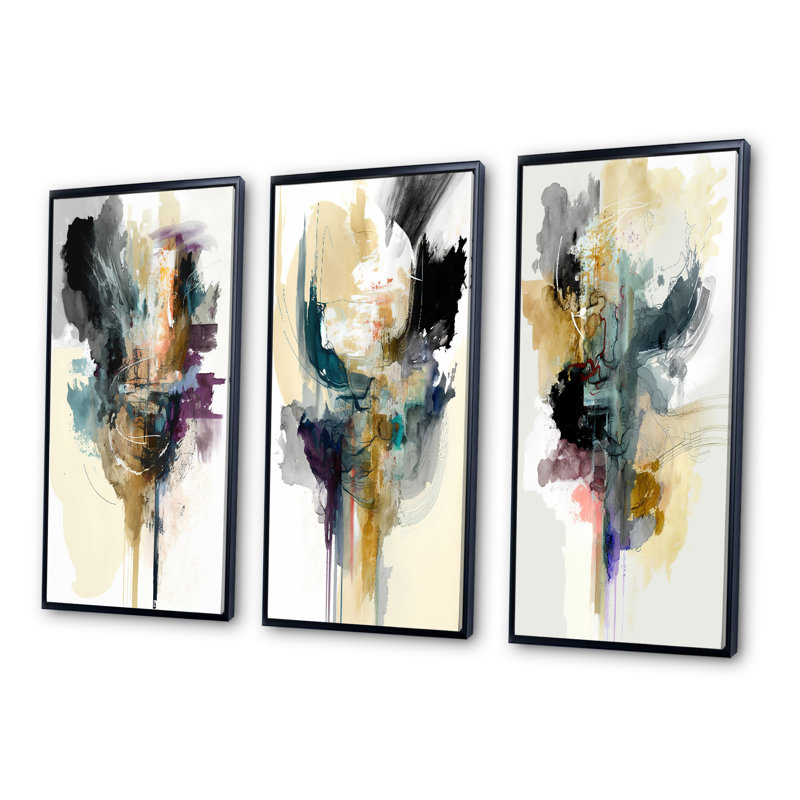 «Alizarin Command», 3 pièces sur toile, Noir, H 32 po x l 48 po