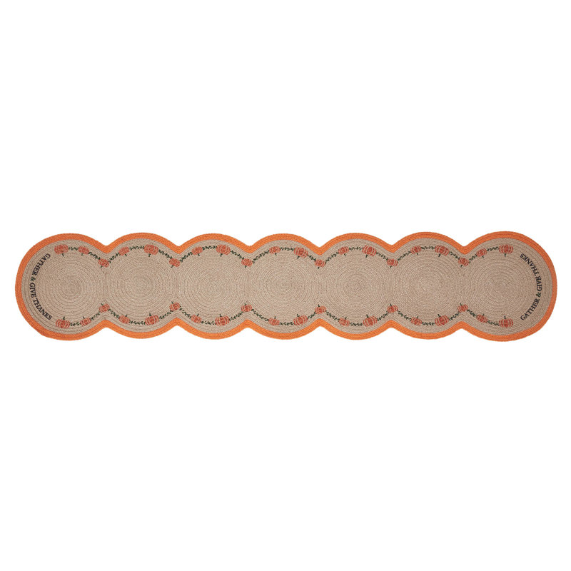 Harvest Blessings Natural Stencil Pumpkin Runner, 12" W x 60" L