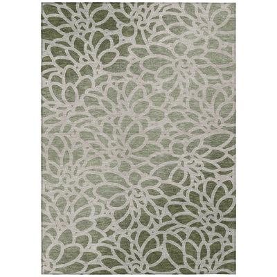 Machine Washable Indoor/Outdoor Chantille ACN2412 Botanical Rug