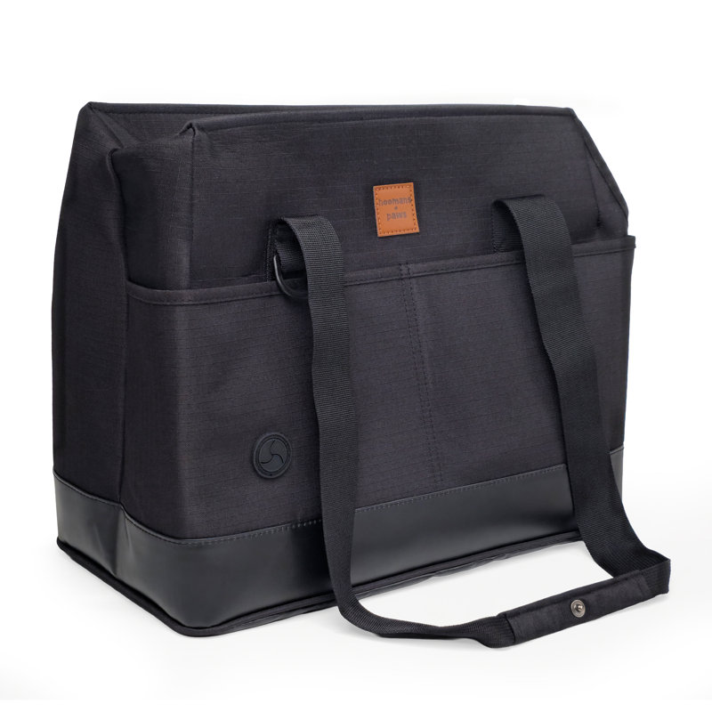  Sac de transport pour animaux résistant à l'eau avec coussin pour ours en peluche, tissu Ripstop et laisse intégrée, Noir