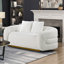 Canapé Novy, 4 coussins décoratifs, sherpa blanc, doré, 93 po