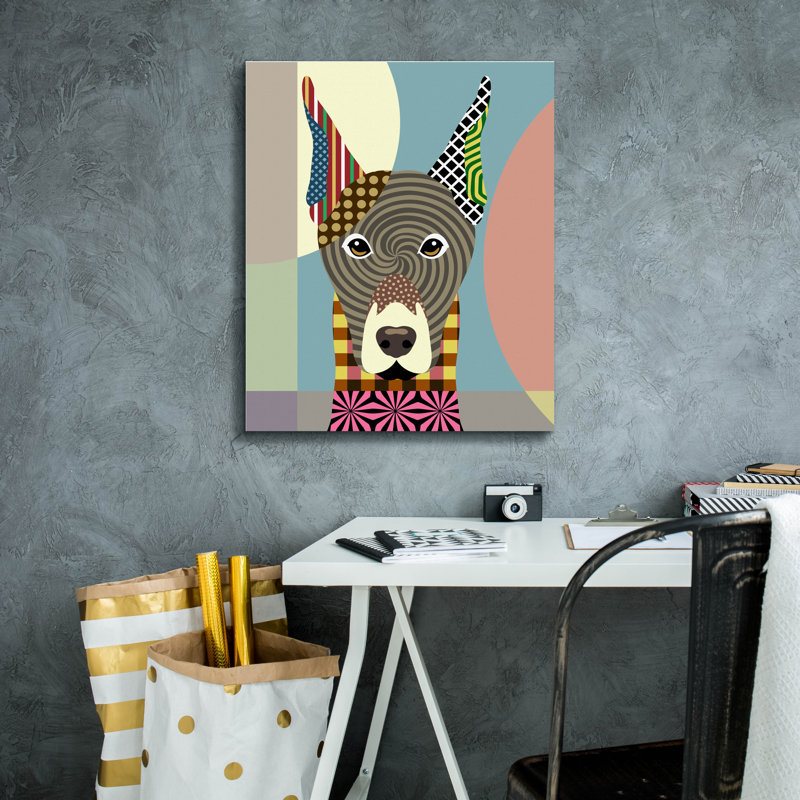 «Red Doberman Pinscher» par Lanre Adefioye, art mural sur toile, H 24 po x l 20 po