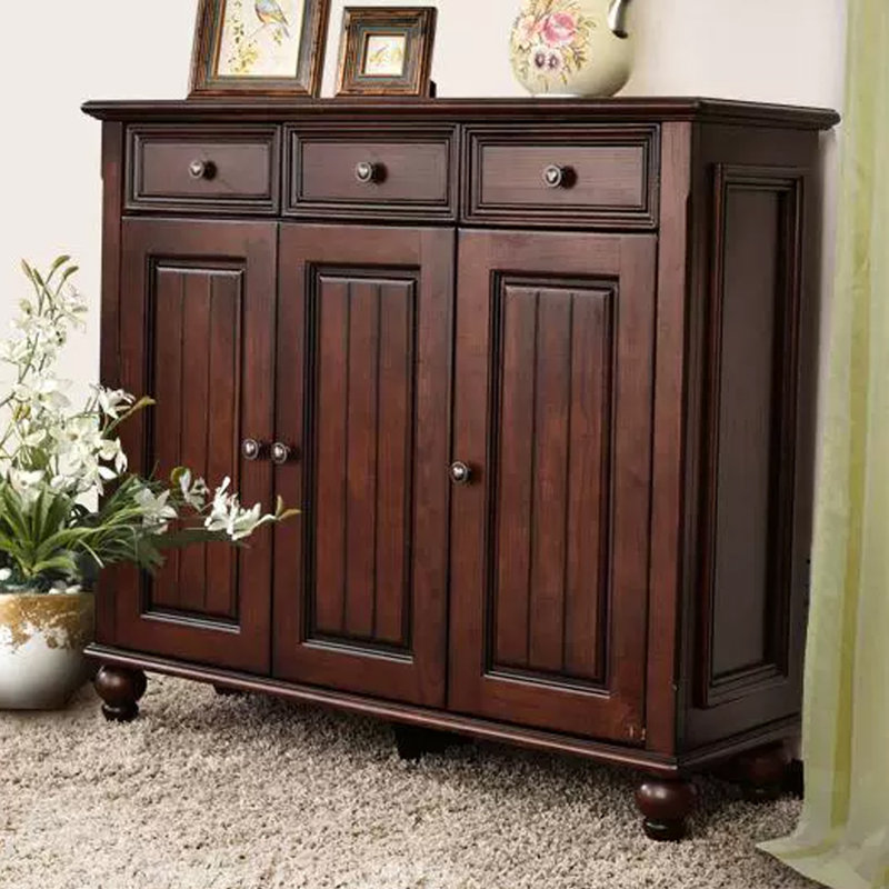 Dark-walnut Solid Wood Shoe Storage Bench