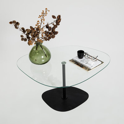 Modern Coffee Table with 100% Tempered Glass Top, 33.5 x 15.7 x 26.4 Inches | Sleek Black Metal Legs | Disassembled for Easy Assembly | Stylish Transparent Design for Contemporary Living Spaces