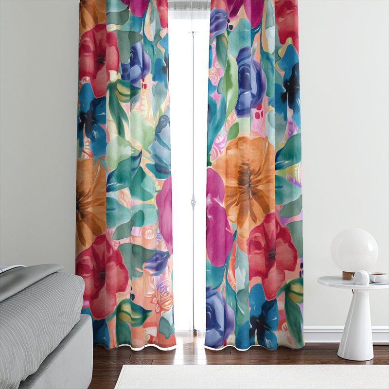 Panneaux de rideaux semi-transparents à motif floral, l 56 po x L 78 po