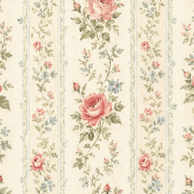 Papier peint adhésif musical à motif de roses florales rétro H 17,7 po x H 118 po