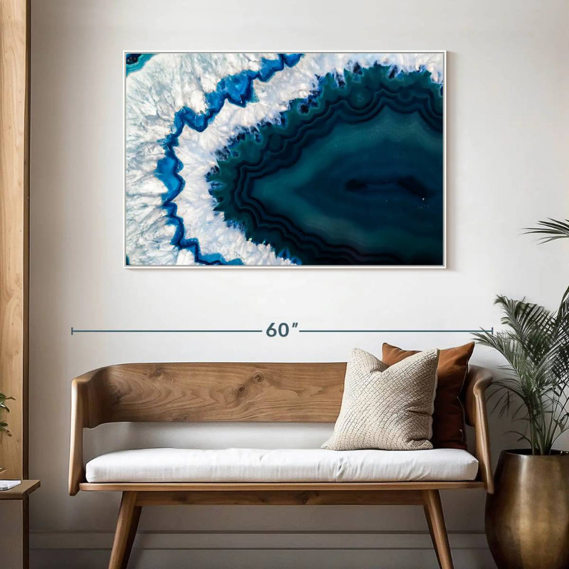 Géode améthyste, 46 po x 31 po, Cadre flottant blanc