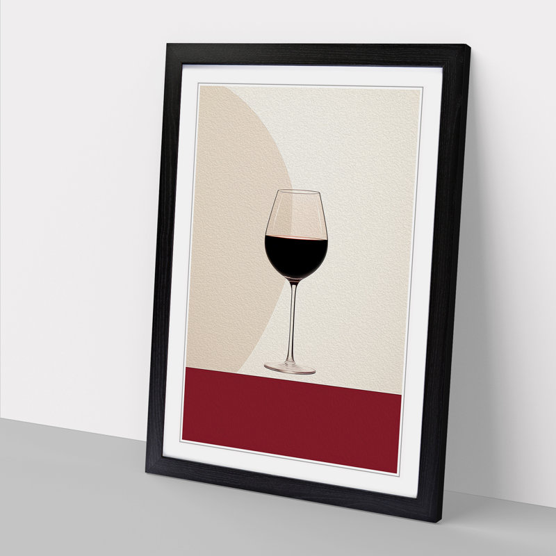 Wine Minimalism Art - Framed Print, 34cm H x 25cm W x 2cm D, Black