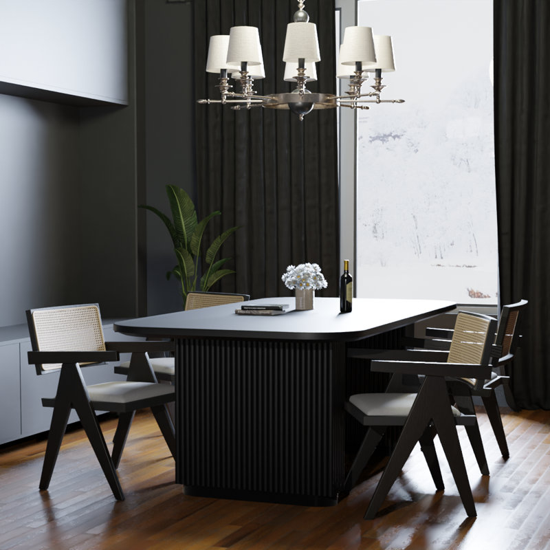 Solid  Wood Cane-Back Armchair – choose Natural or Black frame, Upholstered Seat, Easy 5-min Assembly – Verve Dining Chair