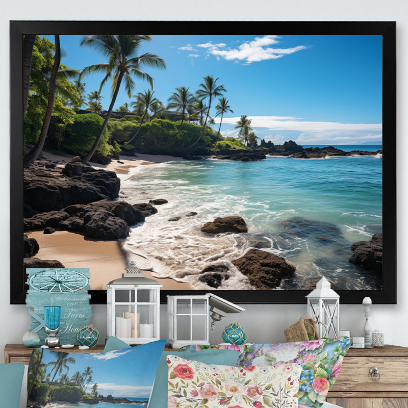 Maui Tropical Dreamscape II - Maui, impression sur toile encadrée, H 16 po x l 32 po x P 1 po, Cadre photo noir