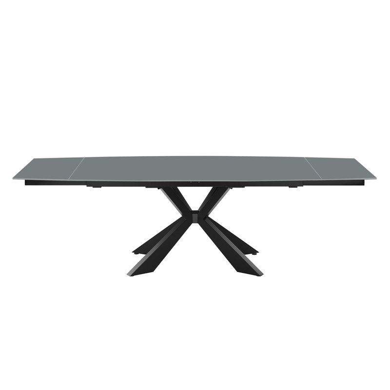 Table de salle à manger motorisée Icon avec base noire et plateau gris.