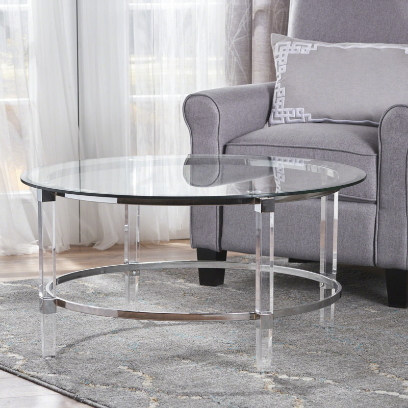 Table basse moderne en verre transparent avec matériaux en acrylique et en fer Chic translucide A