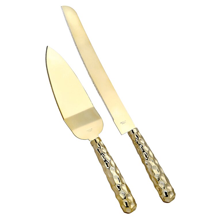 Two-Tone Cake Server Set with Crystals | Wedding Cake Cutting Set