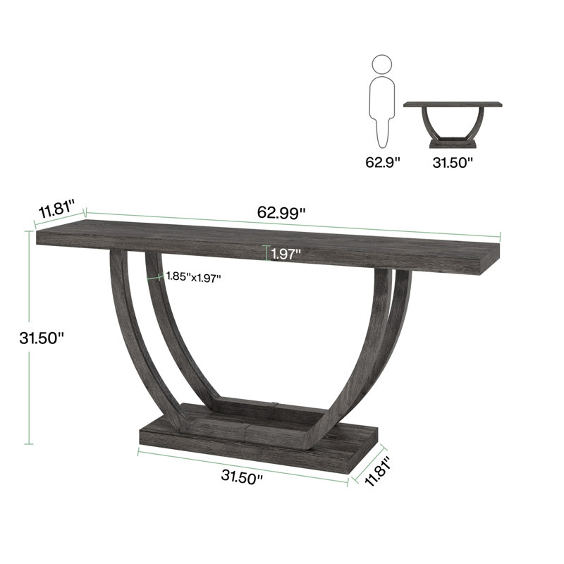 Rahmel 140Cm Console Table, Dark Grey