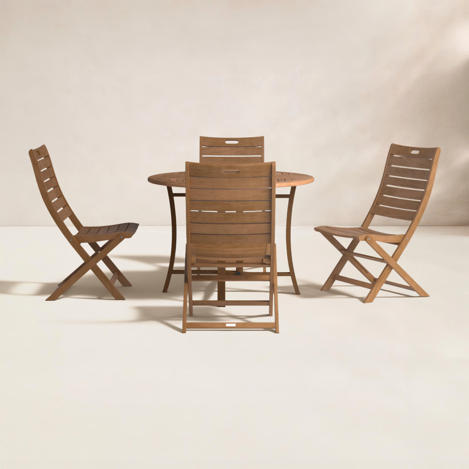Kinsler 48" Eucalyptus Patio Dining Set, 30" H x 43" W x 43" D