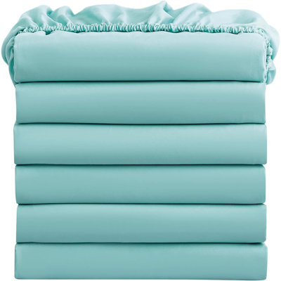 Ensemble de 6 draps-housses ajustables tout autour pour un ajustement parfait - draps 100% microfibre ultra douce et brossée deux fois